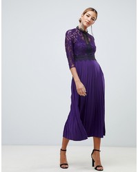 violettes ausgestelltes Kleid aus Spitze von Little Mistress