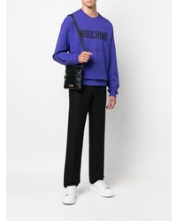 violettes bedrucktes Fleece-Sweatshirt von Moschino