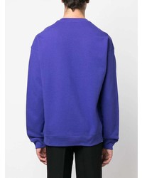 violettes bedrucktes Fleece-Sweatshirt von Moschino