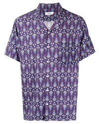 violettes bedrucktes Kurzarmhemd von Arrels Barcelona