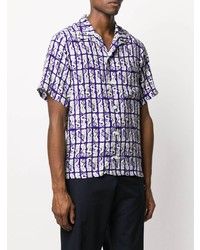 violettes bedrucktes Kurzarmhemd von Kenzo