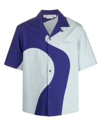 violettes bedrucktes Kurzarmhemd von Off-White