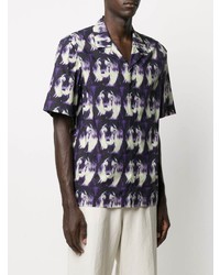 violettes bedrucktes Kurzarmhemd von Paul Smith