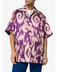 violettes bedrucktes Kurzarmhemd von Gucci