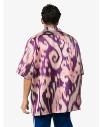 violettes bedrucktes Kurzarmhemd von Gucci