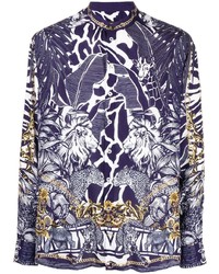 violettes bedrucktes Langarmhemd von Camilla
