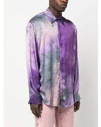 violettes bedrucktes Langarmhemd von MSGM