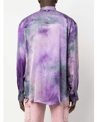 violettes bedrucktes Langarmhemd von MSGM