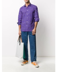 violettes bedrucktes Langarmhemd von Kenzo
