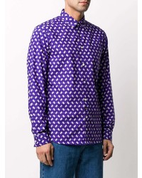 violettes bedrucktes Langarmhemd von Kenzo