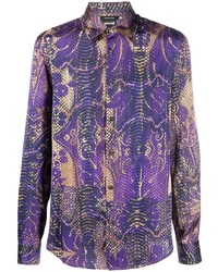 violettes bedrucktes Langarmhemd von Just Cavalli