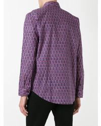 violettes bedrucktes Langarmhemd von Fashion Clinic Timeless