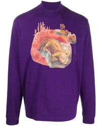violettes bedrucktes Langarmshirt von Acne Studios