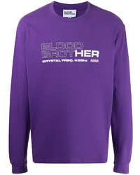 violettes bedrucktes Langarmshirt von Blood Brother