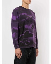 violettes bedrucktes Langarmshirt von Supreme
