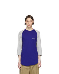 violettes bedrucktes Langarmshirt von Comme Des Garcons SHIRT