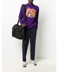 violettes bedrucktes Langarmshirt von Acne Studios