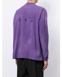 violettes bedrucktes Langarmshirt von Off-White
