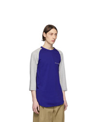 violettes bedrucktes Langarmshirt von Comme Des Garcons SHIRT