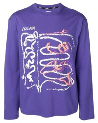 violettes bedrucktes Langarmshirt von Napa By Martine Rose