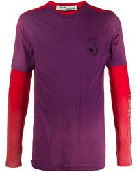 violettes bedrucktes Langarmshirt von Off-White