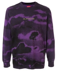 violettes bedrucktes Langarmshirt von Supreme
