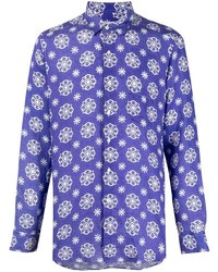 violettes bedrucktes Leinen Langarmhemd von PENINSULA SWIMWEA