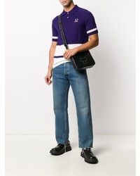 violettes bedrucktes Polohemd von Raf Simons X Fred Perry