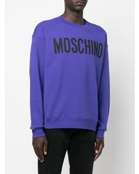 violettes bedrucktes Sweatshirt von Moschino