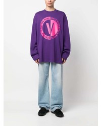 violettes bedrucktes Sweatshirt von VERSACE JEANS COUTURE