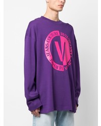 violettes bedrucktes Sweatshirt von VERSACE JEANS COUTURE