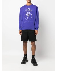 violettes bedrucktes Sweatshirt von Moschino