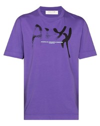 violettes bedrucktes T-Shirt mit einem Rundhalsausschnitt von 1017 Alyx 9Sm