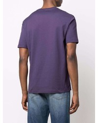 violettes bedrucktes T-Shirt mit einem Rundhalsausschnitt von Salvatore Ferragamo