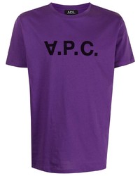 violettes bedrucktes T-Shirt mit einem Rundhalsausschnitt von A.P.C.