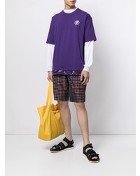 violettes bedrucktes T-Shirt mit einem Rundhalsausschnitt von AAPE BY A BATHING APE