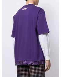 violettes bedrucktes T-Shirt mit einem Rundhalsausschnitt von AAPE BY A BATHING APE