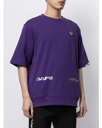 violettes bedrucktes T-Shirt mit einem Rundhalsausschnitt von AAPE BY A BATHING APE