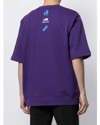 violettes bedrucktes T-Shirt mit einem Rundhalsausschnitt von AAPE BY A BATHING APE