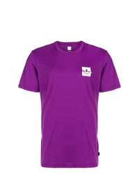 violettes bedrucktes T-Shirt mit einem Rundhalsausschnitt von adidas