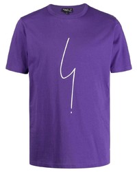 violettes bedrucktes T-Shirt mit einem Rundhalsausschnitt von agnès b.