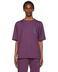 violettes bedrucktes T-Shirt mit einem Rundhalsausschnitt von Awake NY