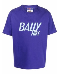 violettes bedrucktes T-Shirt mit einem Rundhalsausschnitt von Bally