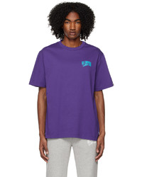 violettes bedrucktes T-Shirt mit einem Rundhalsausschnitt von Billionaire Boys Club