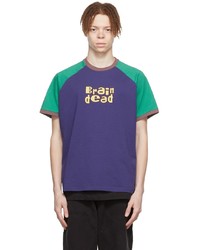 violettes bedrucktes T-Shirt mit einem Rundhalsausschnitt von Brain Dead