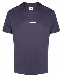 violettes bedrucktes T-Shirt mit einem Rundhalsausschnitt von C.P. Company