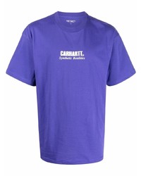 violettes bedrucktes T-Shirt mit einem Rundhalsausschnitt von Carhartt WIP