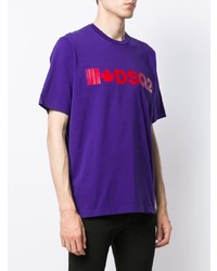 violettes bedrucktes T-Shirt mit einem Rundhalsausschnitt von DSQUARED2