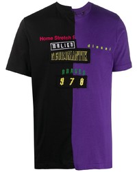 violettes bedrucktes T-Shirt mit einem Rundhalsausschnitt von Diesel