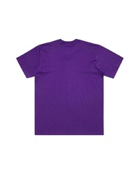 violettes bedrucktes T-Shirt mit einem Rundhalsausschnitt von Supreme